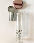 Bella Vida Santa Barbara Glass Detox Water Bottles in Gold or Rose Pink with tea infuser Detoxify Zero Waste with pink lid